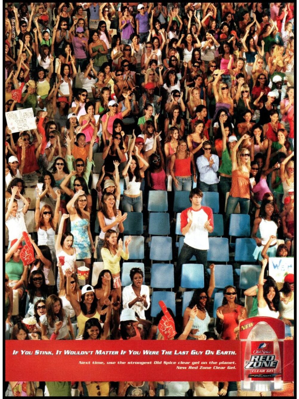 2006 Old Spice Red Zone Deodorant Vintage Print Ad Stadium Bleachers Wall Art